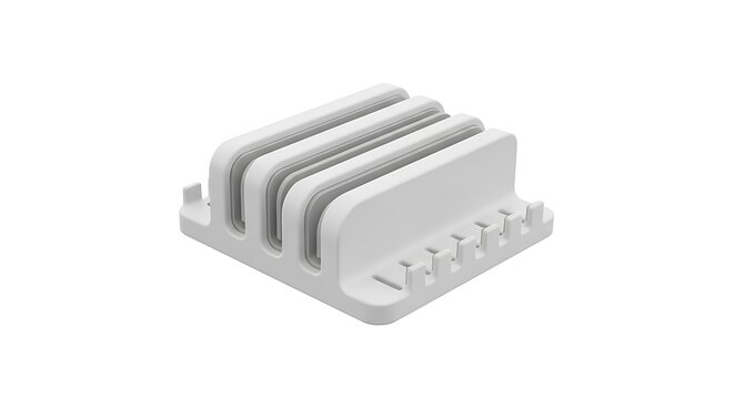 A black and white power supply unit and computer charger set isolated as a plastic and metal technology object for business work equipment