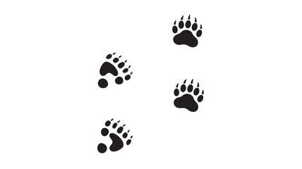 Fototapeta premium Paw print icons set with black animal footprints and scattered paw marks for playful branding design