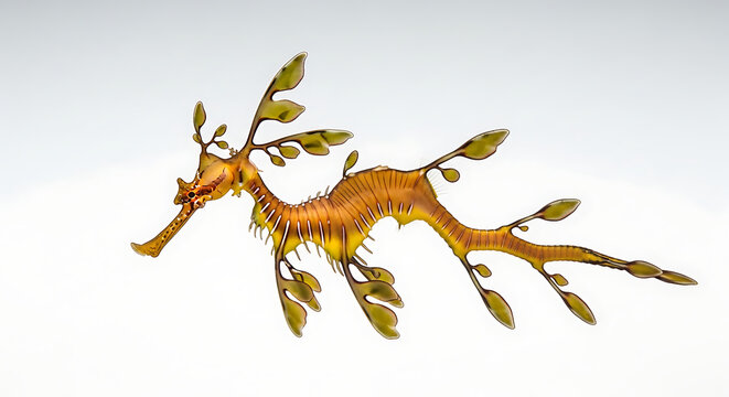 Leafy Sea Dragon Isolated on White Background A Majestic Marine Creature Displayed