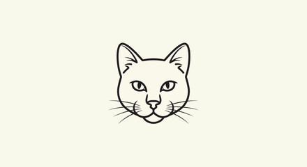 Minimalist Cat Face Line Art Illustration Vector Graphic © Bahan
