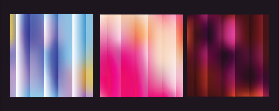 Colorful Abstract Gradient Stripes Background Set