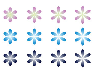 Obraz premium Gradient flower icons in pink blue purple hues with gradient decorative collection botanical illustration abstract decoration creative