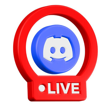 3D Discord LIVE icon, which indicates a live stream is in progress or available on the social media platform.
