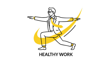 Fototapeta premium Businessman doing yoga and stretching for healthy work balance
