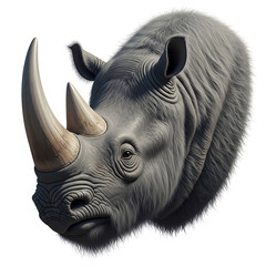 Fototapeta premium Highly detailed grey rhinoceros head illustration showcasing majestic wildlife artistry with a prominent horn