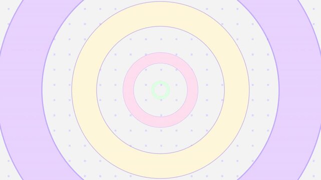 Colorful rings on white dotted background motion graphics. (loop)