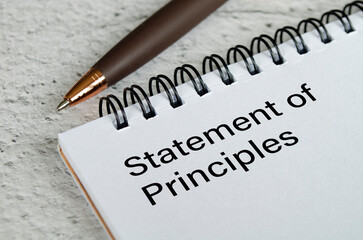 Obraz premium Statement of principles written on paper representing core beliefs, ethics, and professional standards.