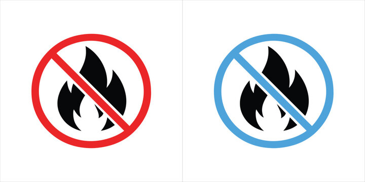 No Fire Prohibition Vector Icon Set