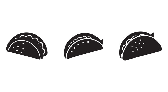 Tacos with different toppings on white background  mexican food icons
