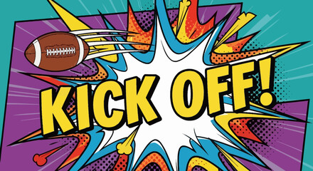Fototapeta premium American Football Kick Off Comic Style Explosion