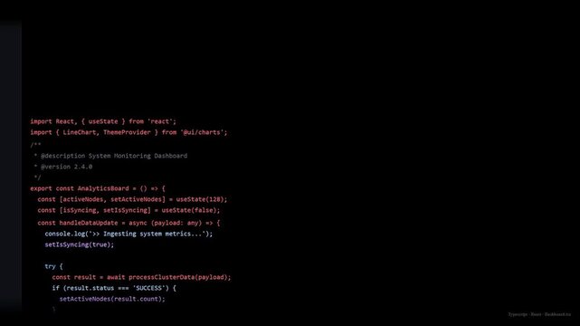 Live Analytics Node React Dashboard Cloud Sync Line Chart Programming Concept.