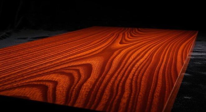 Polished mahogany wood surface with rich, deep, and resonant grain patterns highlighting natural texture