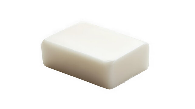 A white bar of soap on transparent background