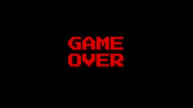 Pixelated Red 'Game Over' Text Displayed on a Black Background, Evoking Nostalgia and the End of a Digital Challenge