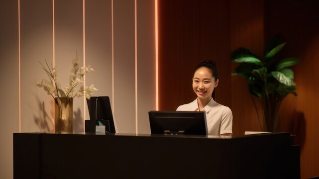 Female hotel receptionist.
