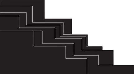 Fototapeta premium Black staircase, geometric shapes, abstract steps, minimalist design, vector graphics