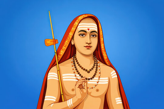 Adi shankaracharya simple illustration in vector style.