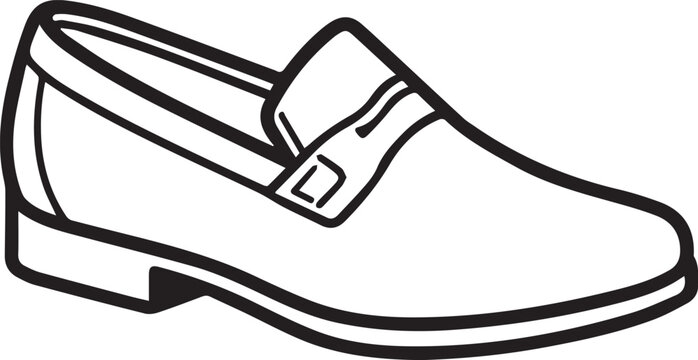 A classic elegant gentleman's loafer in a stylish minimalist line art illustration.