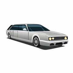 Obraz premium Long white limousine car vehicle.