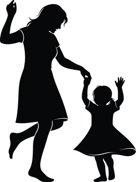 Mother and child silhouette a tender moment of dancing and connection