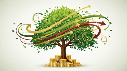 Fototapeta premium Financial Growth Investment Tree Money Concept Illustration Abstract Background
