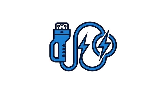 Electricity cable with plug symbol.