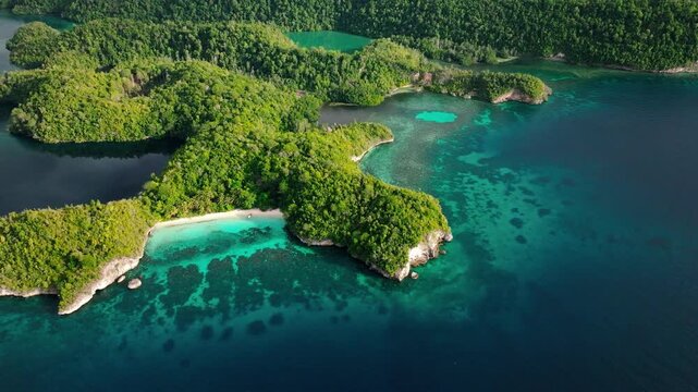 Karina Beach & Jelly Fish Lake Aerial Landscape | Togean Island Indonesia Exotic Travel Destination