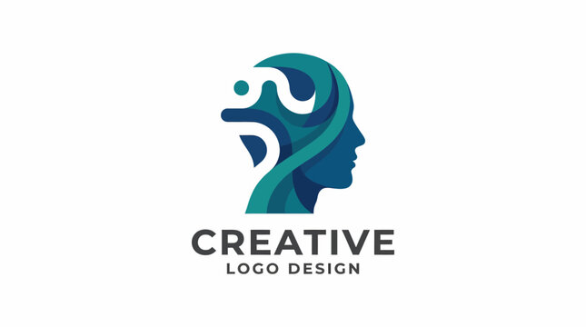 Showcasing a human profile intertwined with unique abstract patterns, this logo represents creativity and innovative thinking, suitable for design agencies or art institutions.