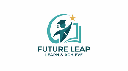 Fototapeta premium This logo blends an open book and a graduate cap symbolizing education and achievement, making it an ideal representation for academic institutions or learning platforms.