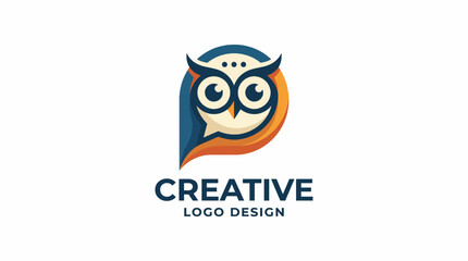 Fototapeta premium The logo features a playful owl with a modern design, representing creativity and wisdom, ideal for businesses related to education or creative services.