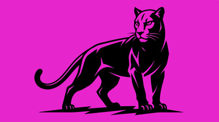Naklejka premium Black Panther Standing Facing Right.