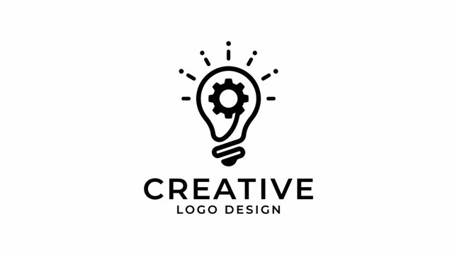 This innovative logo showcases a lightbulb and gear, symbolizing ideas and creativity, perfect for agencies or businesses focused on design and problem-solving.