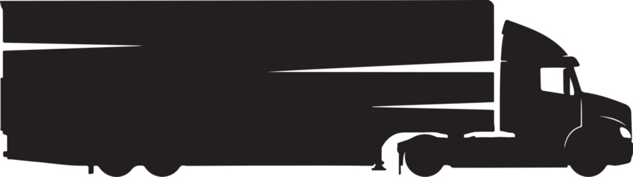 Black truck silhouette, delivery vehicle icon, transportation symbol, cargo van graphic
