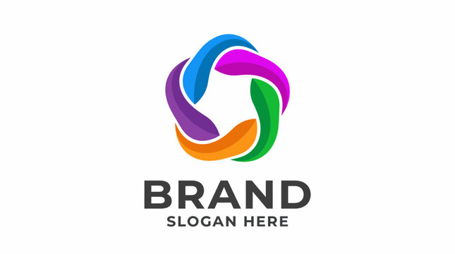 This vibrant logo design features a swirling multicolored shape, representing unity, connectivity, and creativity, ideal for a brand that values innovation and collaboration in its identity.