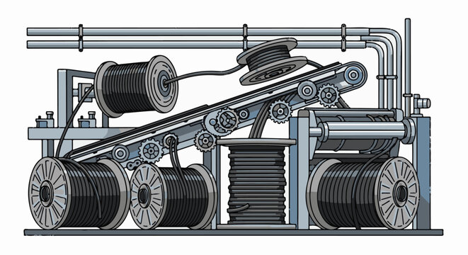 Industrial spooling and conveyor system for wire or cable production
