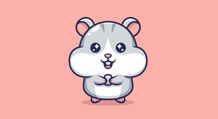 Fototapeta premium Adorable cartoon hamster with cute expression and happy pose.