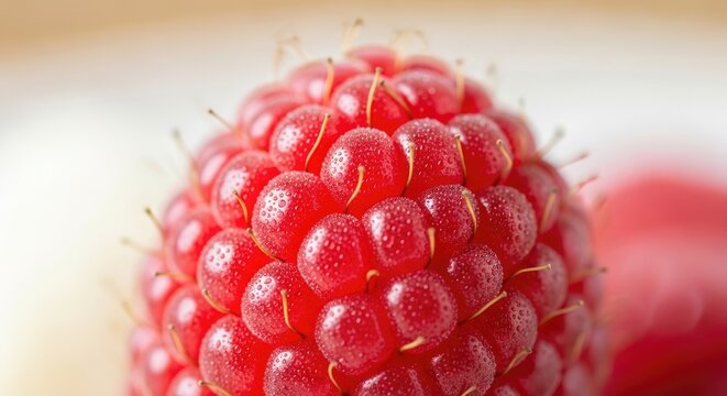 Close-up of a vibrant red raspberry fruit.