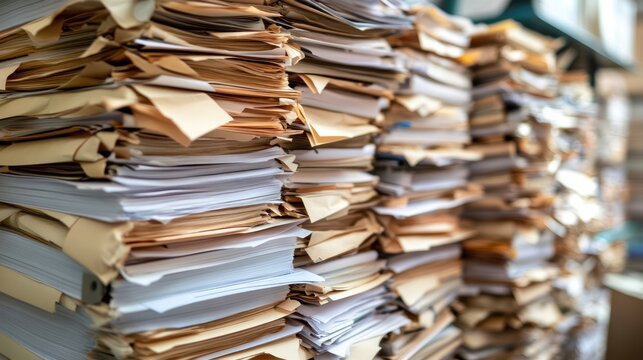 Stacks of Documents and Files in Office.