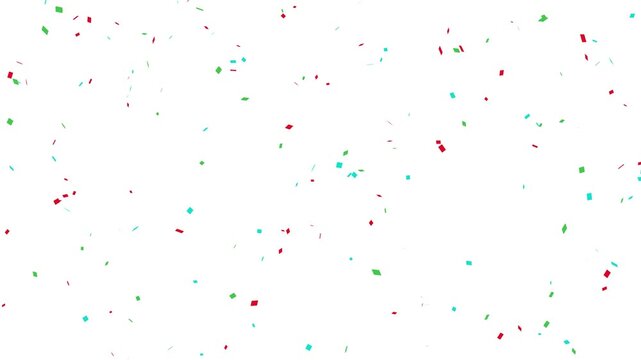 colorful multicolor confetti falling animation, 4k loopable overlay with alpha channel. festive party confetti falling loop choroma key.