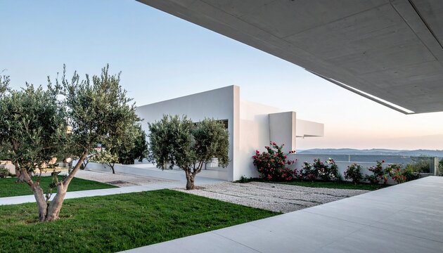 Modern architectural structure and landscape