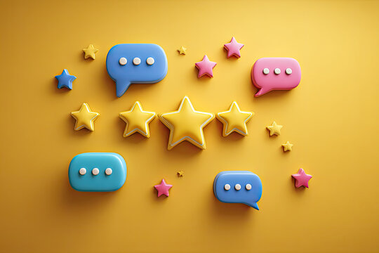 Customer feedback and five-star review icons. concept of satisfaction evaluation, online review survey system, and experience service rating of an employee. business service quality 