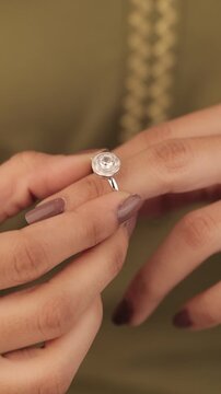 Diamond Turn round fancy silver engagemenet and party ring with beautyful ledy 