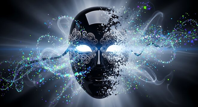 Futuristic Alien Mask with Glowing Eyes.