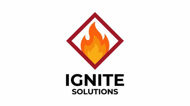 A vibrant logo featuring a flame within a diamond shape representing passion, innovation, and energy, making it an ideal choice for startups and companies focused on solutions.