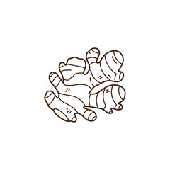 Fototapeta premium Simple line art illustration of a ginger root, perfect for culinary and health concepts.