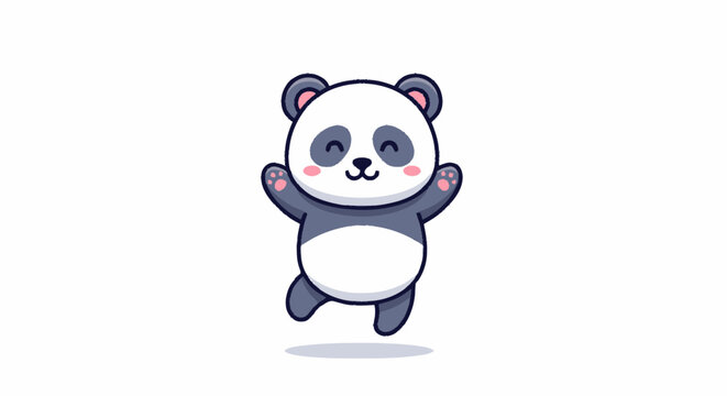 Cute cartoon panda standing with arms raised.