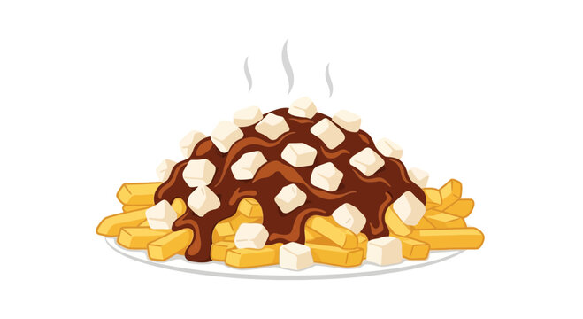 Poutine Illustration: Crispy Fries with Gravy and Cheese Curds