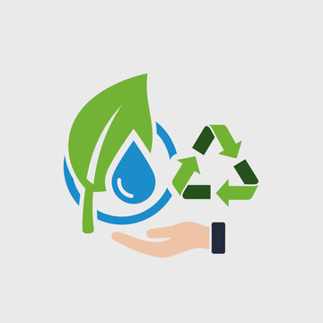 Hand holding leaf water drop eco.