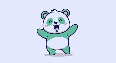 Obraz premium Happy Panda Bear Cartoon Character with Open Arms and Smiling.