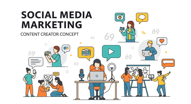 Social Media Marketing Content Creator Concept Illustration